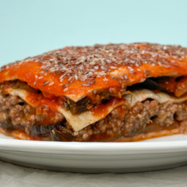 LASAGNA DE CREPES INTEGRALES CON BERENJENA Y RELLENO DE CARNE – (CL07)