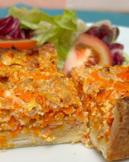 TARTA DE AVENA RELLENA DE CALABAZA Y CEBOLLA DE VERDEO – (TRTVG25)