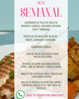 MENU SEMANAL – 7 viandas (Pedilo por whatsapp!)